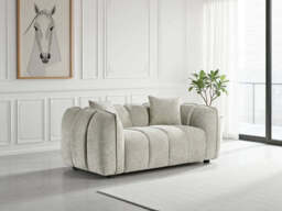 Venice 2-Seater Velvet Sofa: Channel Tufted Design, Deep Seating - Beige