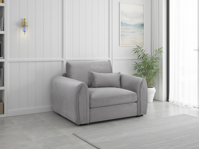 Mirabel Plush Grey Velvet Armchair: Luxurious Comfort for Modern Living Spaces - image 1