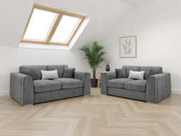 Luxurious Naples 3+2 Sofa Set, Velvet Trimmed, Ultimate Comfort - Grey