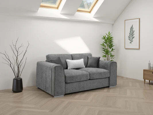 Naples 2-Seater Sofa: Plush Chenille Upholstery, Removable Cushions - grey