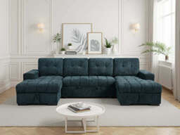 Palermo U-Shape Corner Sofa Bed - Green