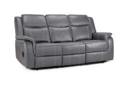 Galaxy Tech Electric Recliner 3-Seater Sofa, Grey Leather, USB Ports & Storage - thumbnail 2