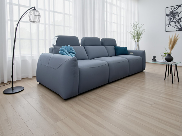 Primrose Grey Electric Recliner Sofa: Plush 3-Seater Fabric Power Recliner - image 1