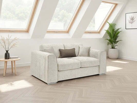 Naples 2-Seater Sofa: Plush Chenille Upholstery, Removable Cushions - beige