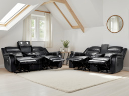 Galaxy Tech Smart Electric Recliner Sofa:  Leatheraire 3+2 Set - thumbnail 2