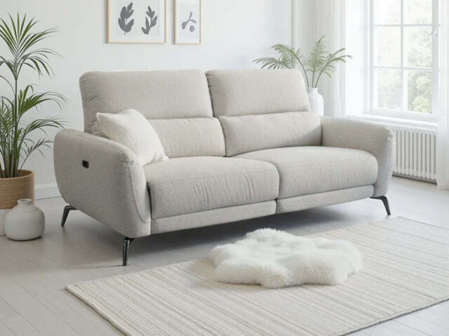 Sorrento Electric Recliner  3 Seater Sofa - Modern Fabric Comfort - Beige