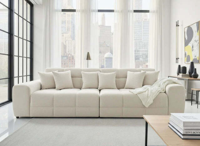 Jacob Ribbed 4-Seater Sofa - Beige