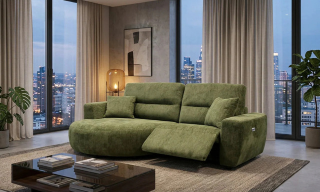 Denver Electric Recliner Chaise Lounge - Left or Right Hand Chaise - Left-Hand / Green
