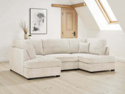 Carnaby U-Shape Corner Sofa - Boucle Fabric - Beige & Grey - thumbnail 1