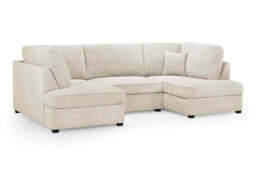 Carnaby U-Shape Corner Sofa - Boucle Fabric - Beige & Grey - thumbnail 4