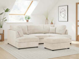 Carnaby U-Shape Corner Sofa - Boucle Fabric - Beige & Grey - thumbnail 3