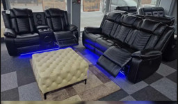 Michigan  3 & 2 Seater Electric Recliner Sofa Set with LED Lighting, Cupholders, USB & Type-C Ports, Wireless Charging & Woofer Speakers - thumbnail 3