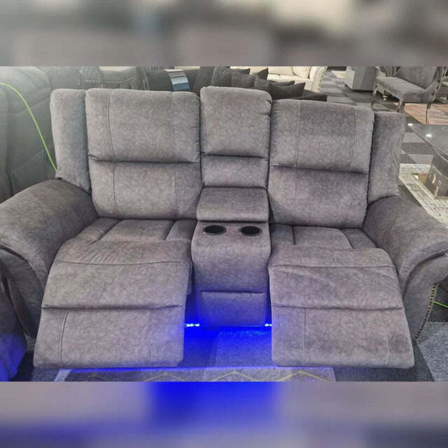 Berlin Fabric Electric Recliner Sofa 2 Seater With USB Ports, Led Lights & Cup Holders - image 1