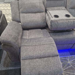 Berlin Fabric Electric Recliner Sofa 2 Seater With USB Ports, Led Lights & Cup Holders - thumbnail 2