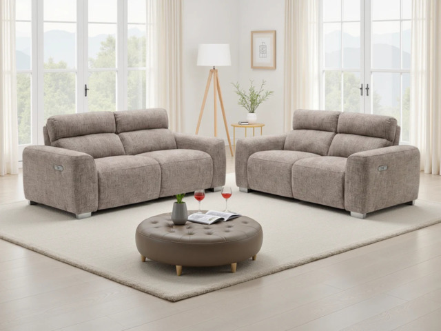 Toronto 3 & 2-Seater Electric Recliner Sofa - Beige