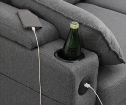 Francesca Corner Sofa Bed with USB, Storage, Cuphoders, Bed and Magazine Pocket - thumbnail 5
