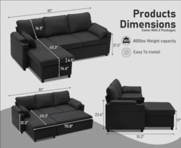 Francesca Corner Sofa Bed with USB, Storage, Cuphoders, Bed and Magazine Pocket - thumbnail 3
