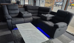 Roma Fabric Electric Recliner Corner Sofa Grey With USB Ports, LED Lights and Cup Holder - thumbnail 6