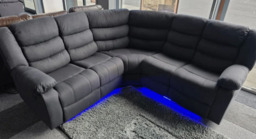 Roma Fabric Electric Recliner Corner Sofa Grey With USB Ports, LED Lights and Cup Holder - thumbnail 4