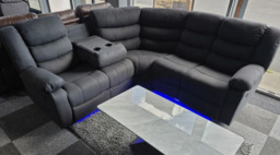 Roma Fabric Electric Recliner Corner Sofa Grey With USB Ports, LED Lights and Cup Holder - thumbnail 2