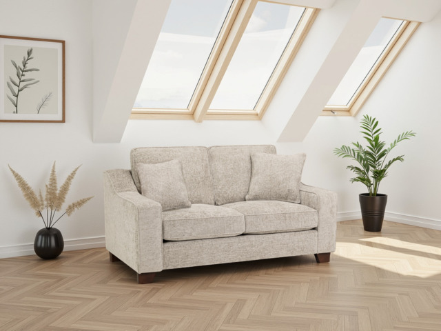 Nebraska 2-Seater Sofa: Plush Fabric, Removable Cushions, Sturdy Wooden Feet - image 1