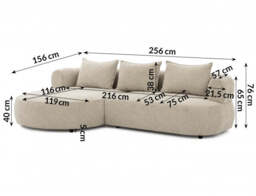 Ferro Beige Right Hand Corner Sofa: Modern Curved Design, Plush Fabric Comfort - thumbnail 2