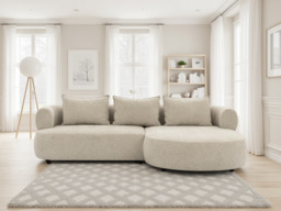 Ferro Beige Right Hand Corner Sofa: Modern Curved Design, Plush Fabric Comfort - thumbnail 3