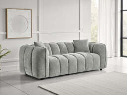 Venice Velvet 3-Seater Sofa - Tufted Design, Deep Cushions - Grey