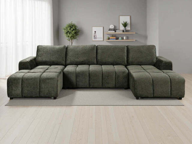 Shanghai Luxury U Shape Corner Sofa bed - Green