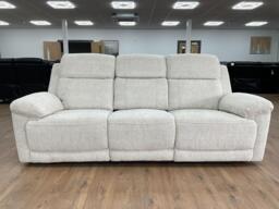 Owen 3-Seater Electric Recliner Sofa: Beige or Grey Fabric, Cupholders, Wireless Charger - thumbnail 1