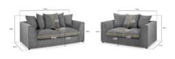 Harley Jumbo Cord Grey 3+2 Sofa Set: Removable Cushions, Wood Frame - thumbnail 2