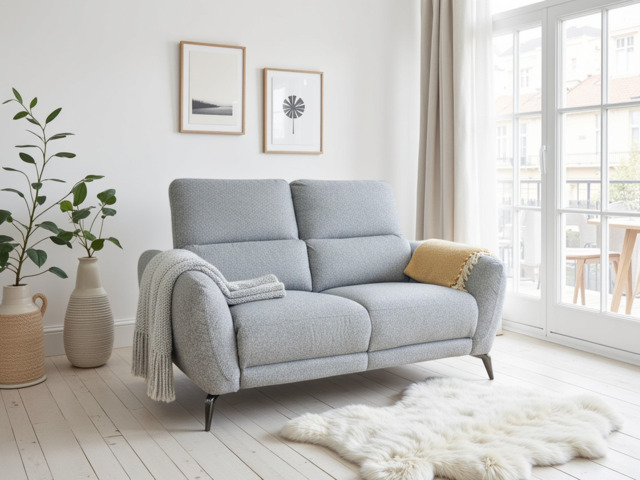 Sorrento Fabric Electric Recliner Two-Seater Sofa - Grey