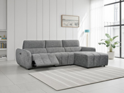 Luxurious Turin Electric Recliner Corner Sofa Charcoal Right Hand Configuration