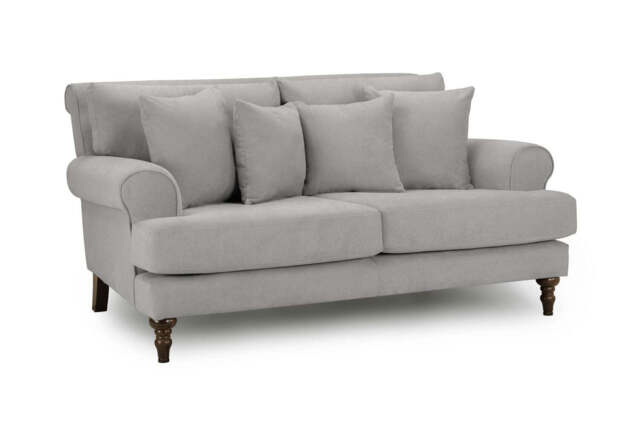 Luxurious 2-Seater Summer Sofa with Scrolled Arms & Anti-Slip Cushions - Grey