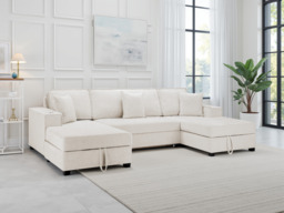 Milan Beige Universal Corner Sofabed with Storage and Fold-Out Bed - thumbnail 1