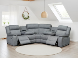 Linden Luxe Grey Electric Recliner Large Corner Sofa Plush Fabric - thumbnail 2