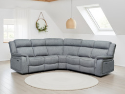 Linden Luxe Grey Electric Recliner Large Corner Sofa Plush Fabric - thumbnail 1