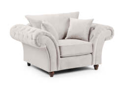 Elegant Windsor Fullback Stone Armchair: Tufted Scroll Arms, Removable Covers - thumbnail 2