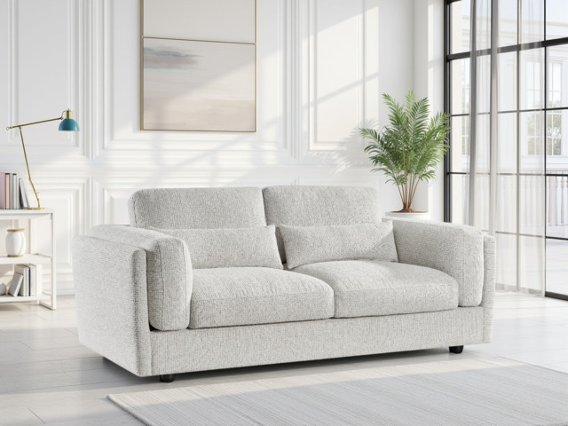 Bari 3 Seater Sofa: Spacious, Plush Fabric Couch for Relaxed Living - Beige