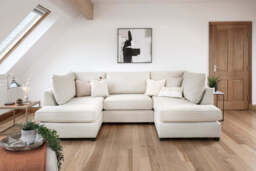 Carnaby Classic U-Shape Corner Sofa - Beige, Black & Grey - thumbnail 1