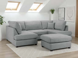 Carnaby Classic U-Shape Corner Sofa - Beige, Black & Grey - thumbnail 3