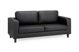 Stylish Box Black 3-Seater Sofa - Foam-Filled Cushions, Elegant Wooden Feet - thumbnail 2