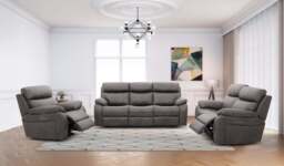 Oregon 3, 2 & 1 Electric Reclining Leather Sofa Set with USB Ports - thumbnail 1