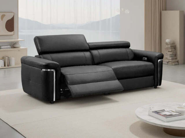 Somerville Electric Recliner 3-Seater Sofa - Black