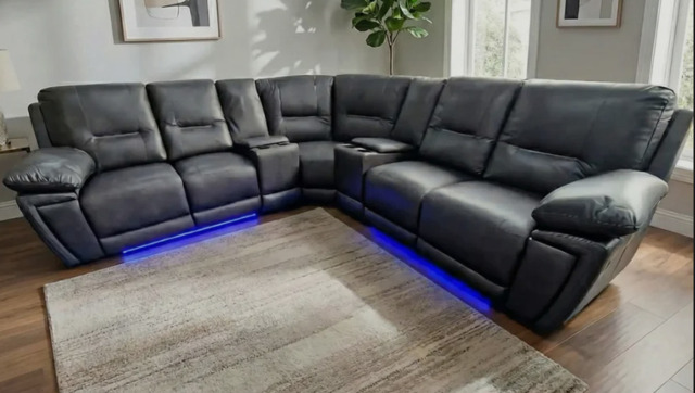 Sara Leather Electric Recliner Corner Sofa in Grey - image 1