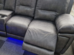Sara Leather Electric Recliner Corner Sofa in Grey - thumbnail 3