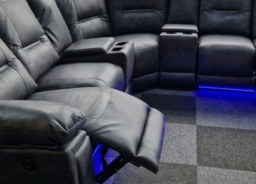 Sara Leather Electric Recliner Corner Sofa in Grey - thumbnail 5