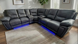 Sara Leather Electric Recliner Corner Sofa in Grey - thumbnail 1