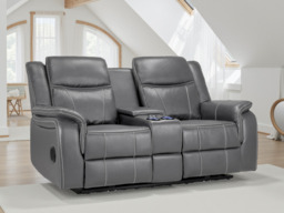 Luxurious Galaxy Tech Electric Recliner 2-Seater Grey Leather Sofa with USB
