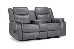 Luxurious Galaxy Tech Electric Recliner 2-Seater Grey Leather Sofa with USB - thumbnail 2